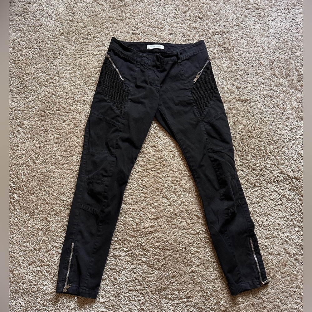 Pierre Balmain Black moto jeans low rise